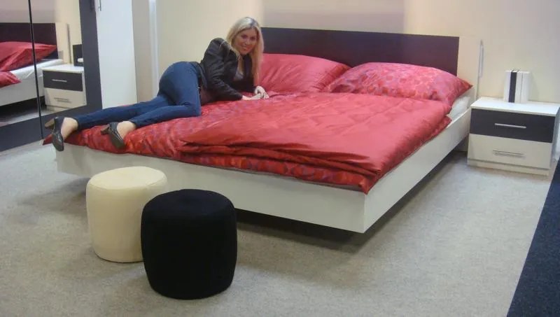 Zostava spálne Nora 180x200 cm, biela/grafitová