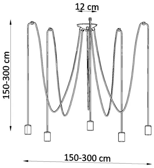 Sollux SL.0371 - Luster na lanku EDISON 5 5xE27/60W/230V pavúk čierna