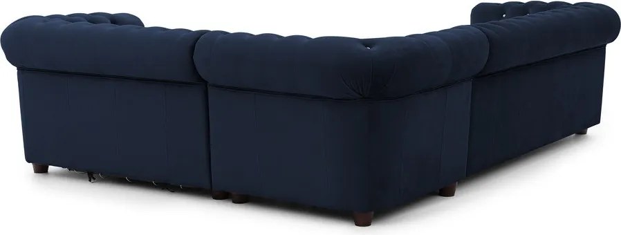 Modrá zamatová rozkladacia rohová pohovka (pravý roh/do L) York Blik – Ropez