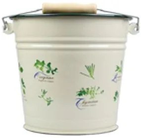 Krémový smaltovaný kýblik s bylinkami Herbs - Ø24*23cm - 6L