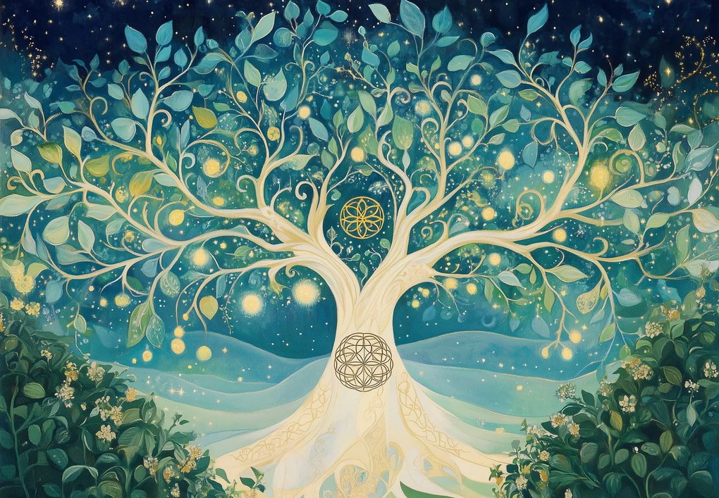 Fototapeta - Magický strom so špirálami (147x102 cm)