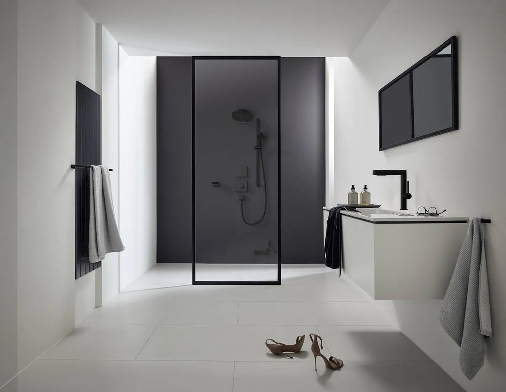 Hansgrohe Pulsify Select S, sprchová súprava 105 3jet Relaxation EcoSmart so sprchovou tyčou 90 cm, matná čierna, HAN-24171670