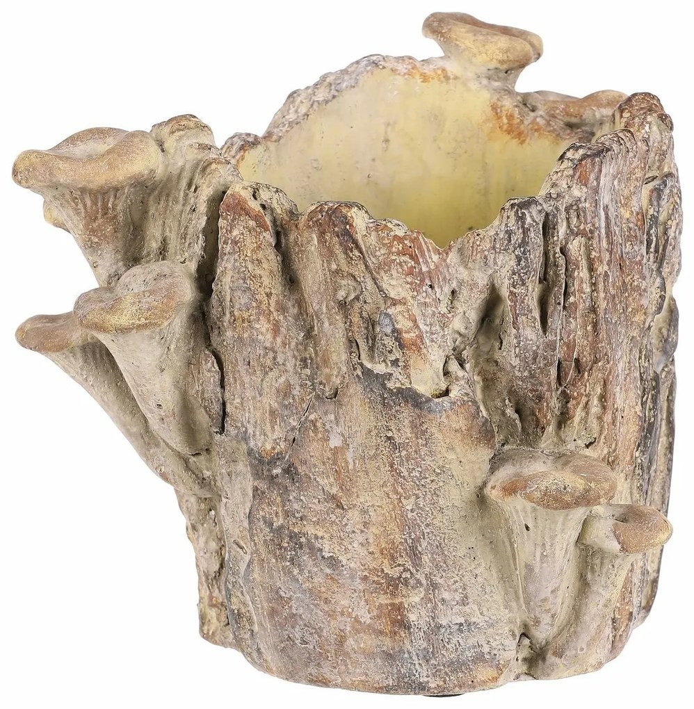 Obal betónový - peň s hríbami, 19 x 17 x 16 cm, 19 cm