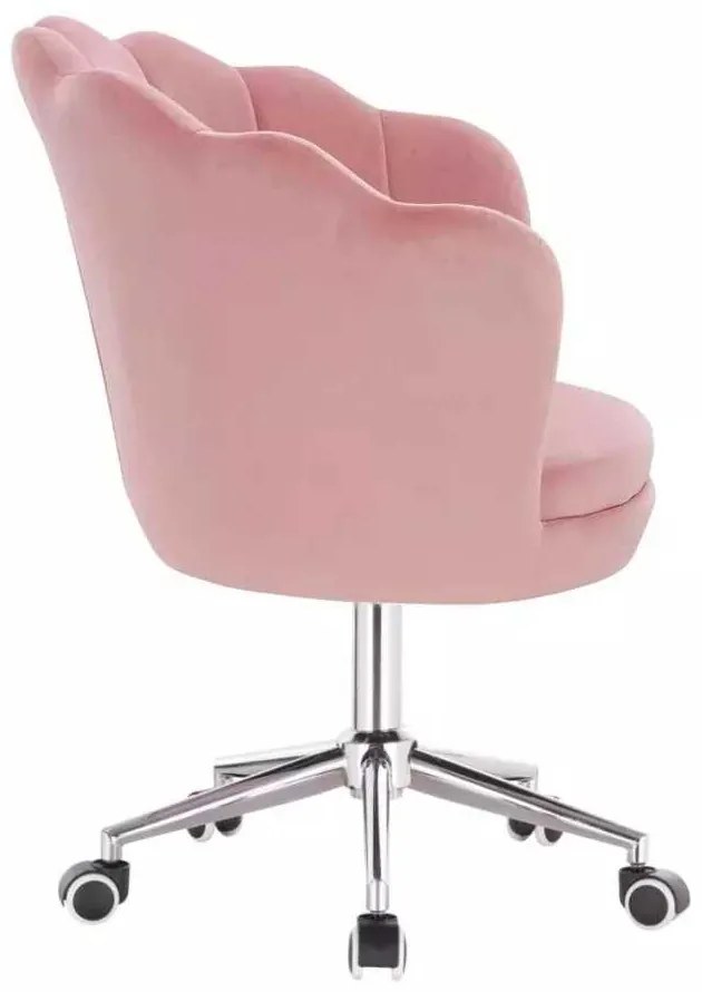 LuxuryForm DESIGN Kreslo FREY VELUR na striebornej podstave s kolieskami - ružové