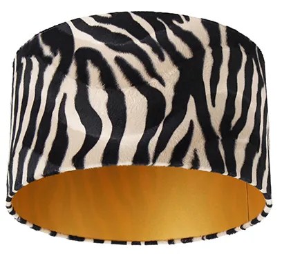 Zamatový tienidlo lampy Zebra Print 35/35/20 zlatý interiér