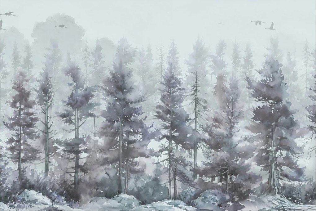 Obraz - Borovicový les II., aquarel (90x60 cm)
