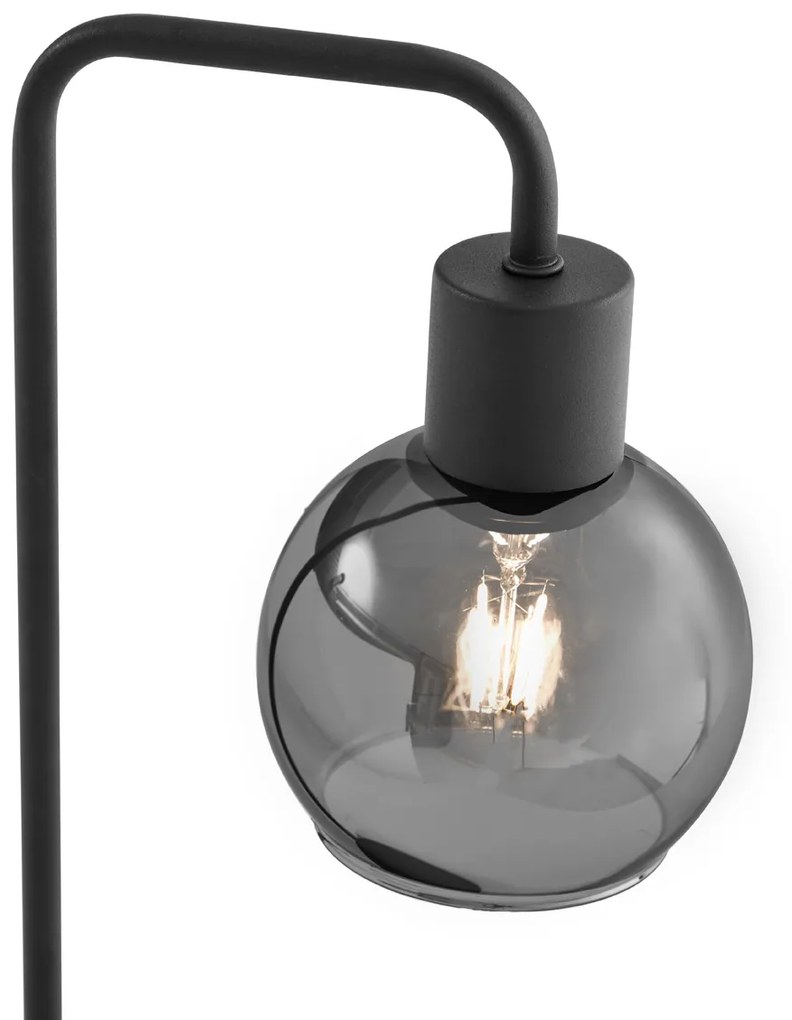 Art Deco stolná lampa čierna s dymovým sklom - Vidro
