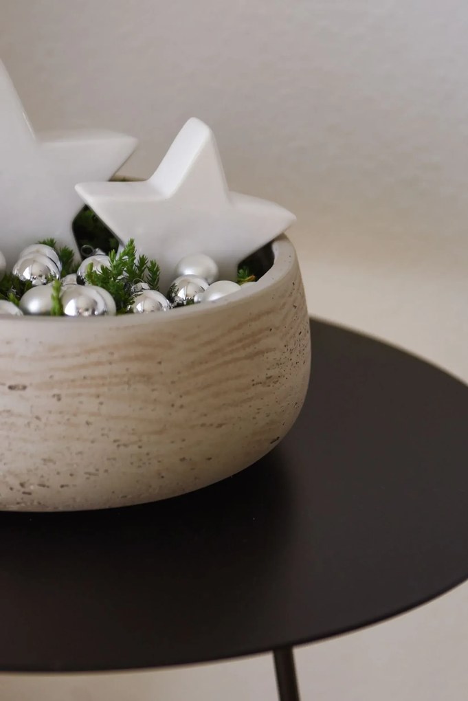 Dekoračná miska PERA, sklolaminát, Ø 27 cm, béžová