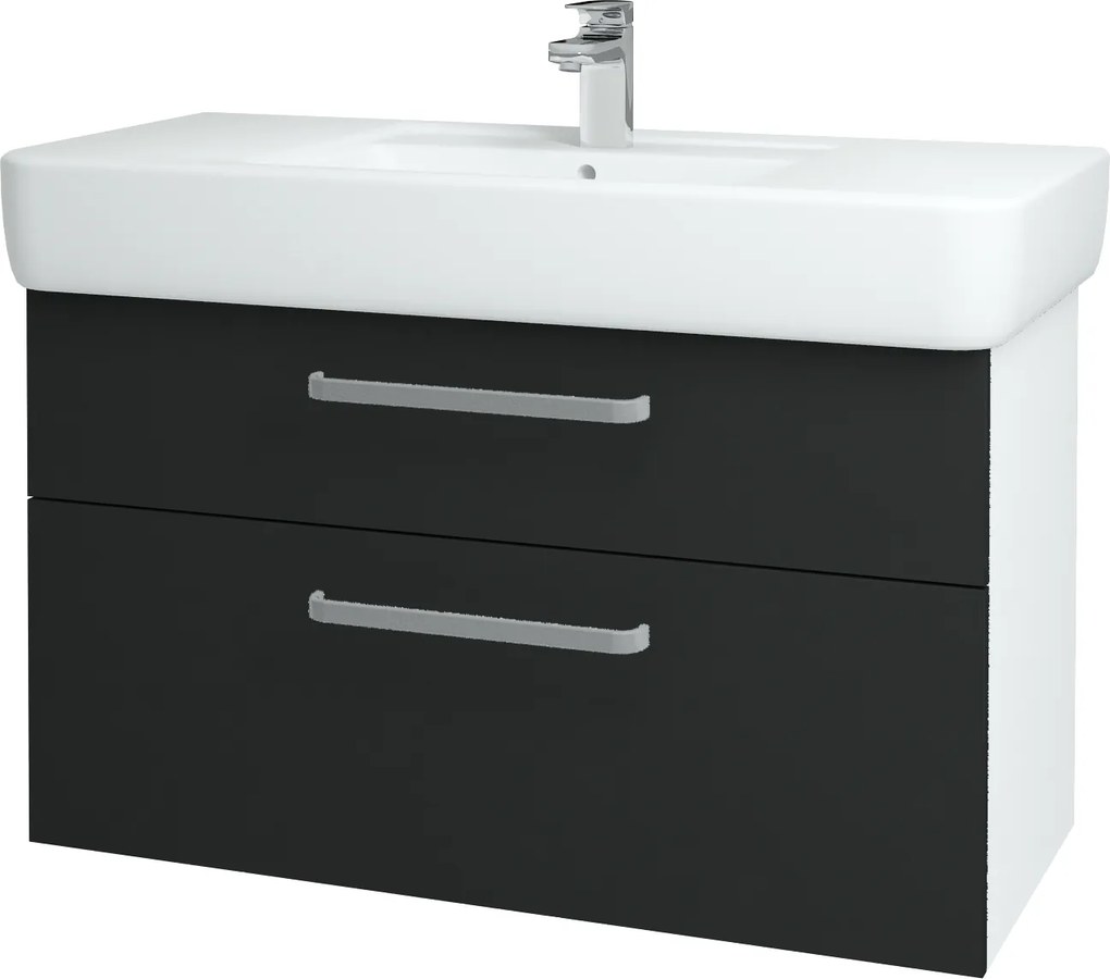 Dřevojas - Koupelnová skříň Q MAX SZZ2 100 - N01 Bílá lesk / Úchytka T01 / L03 Antracit vysoký lesk (132217A)