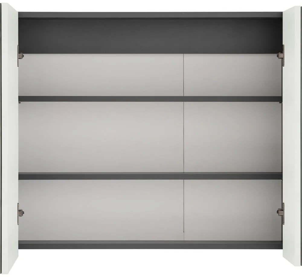 Sivá nástenná kúpeľňová skrinka so zrkadlom Støraa Wisla, 80 x 70 cm