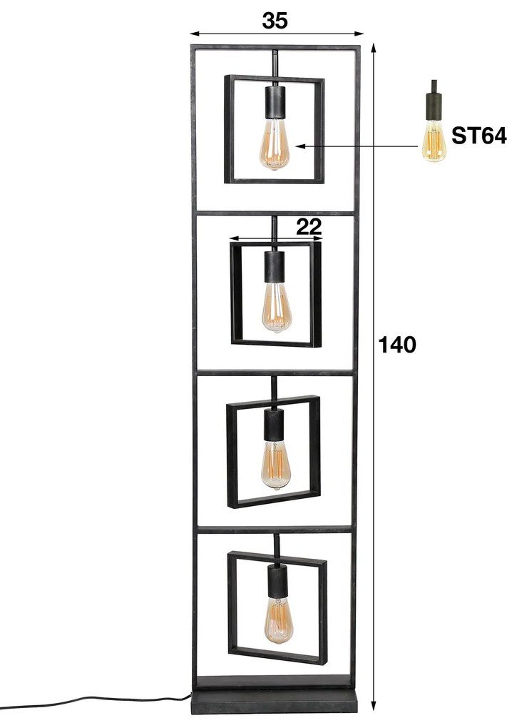 Stojaca lampa 83-42 4L Turn Square