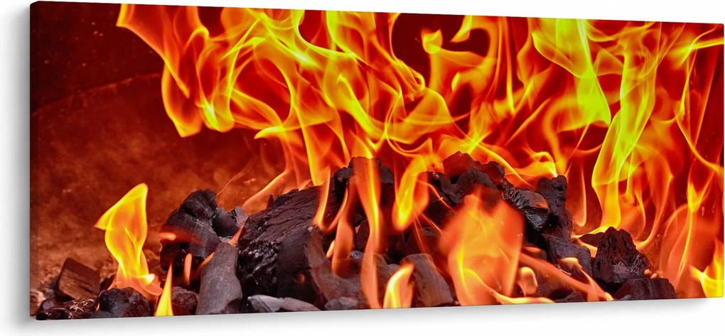 Obraz horiacich uhlíkov (120x50 cm)