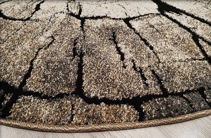 HU Okrúhly Hnedý koberec Loft vzor peň