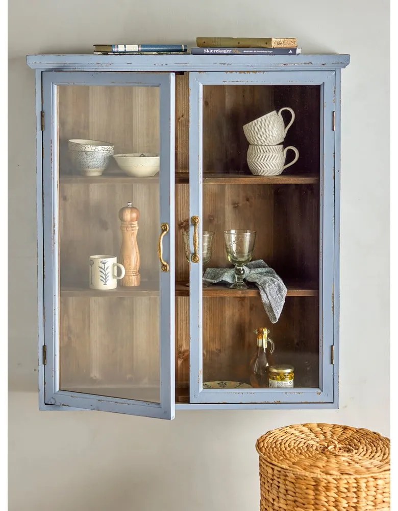 Modrá závesná vitrína z jedľového dreva 81x91 cm Hazem – Bloomingville