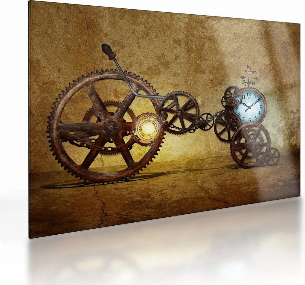 Sklenený obraz strojčekov historických hodín (70x50 cm)