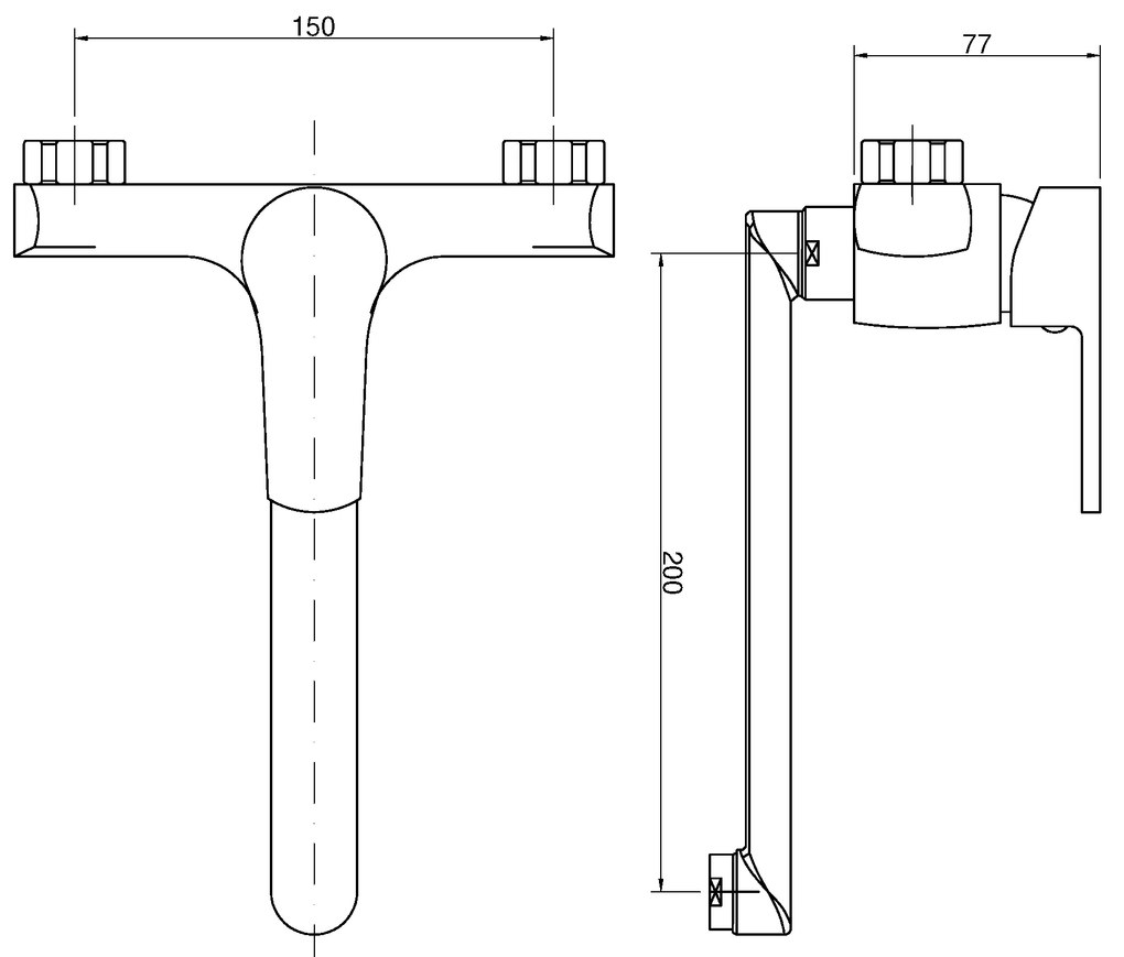 Invena Verso, nástenná drezová batéria s dlhou výlevkou 200mm, chrómová, INV-BC-82-001-C