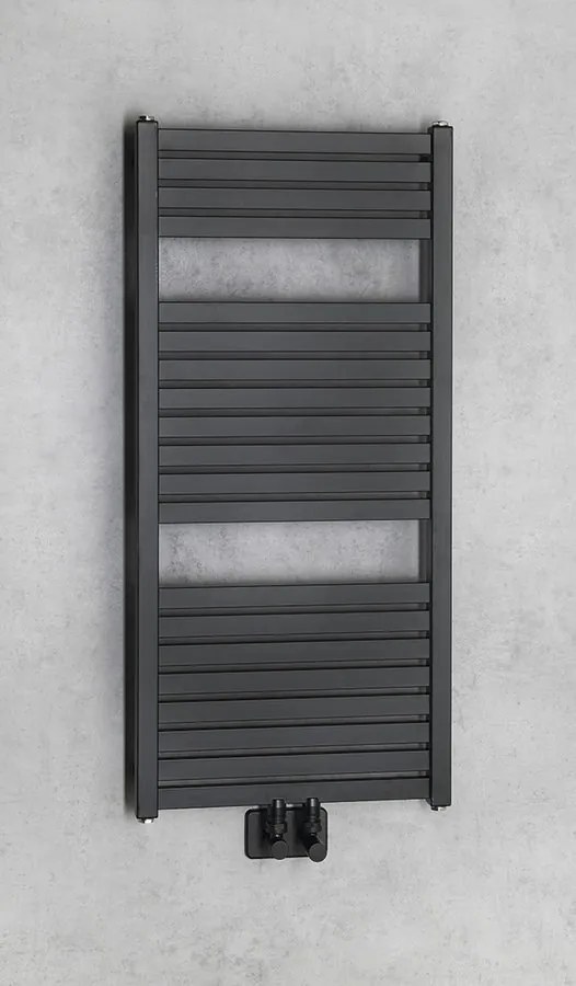 Aqualine Aqualine, TONDI vykurovacie teleso 450x970 mm, stredové pripojenie, čierna matná, DT456T