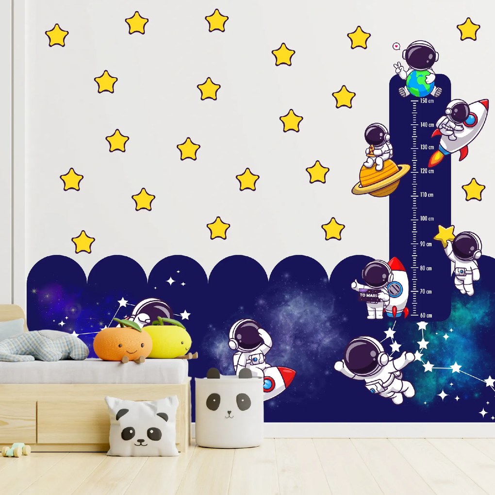 PIPPER. Sada nálepiek na stenu "Astronauti" Veľkosť oblúkovej tapety: 240 cm