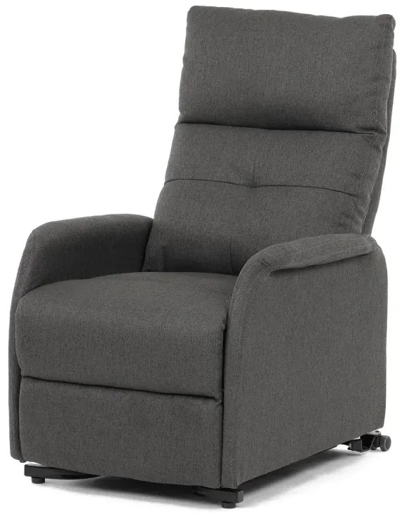 Křeslo polohovací, eletrické, šedá látka.
