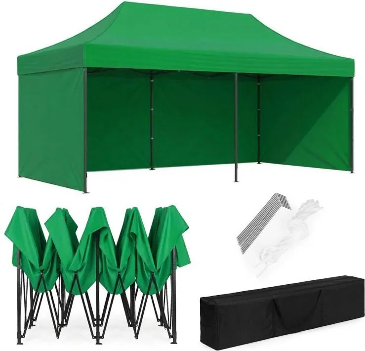 Samorozkladací párty stan so stenami v rôznych farbách 3 x 6 m sivá