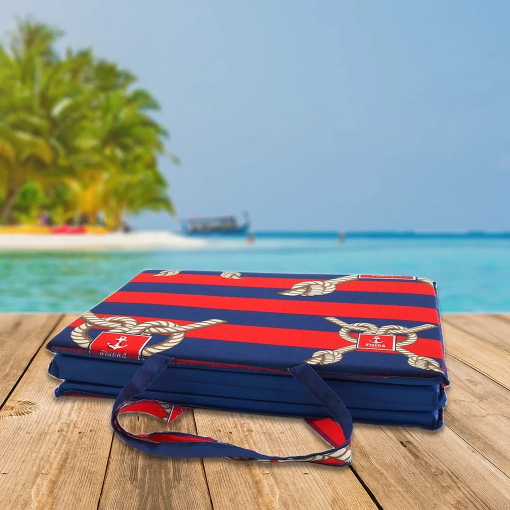 Plážové ležadlo LODNÉ LANO 137x49 cm, červené