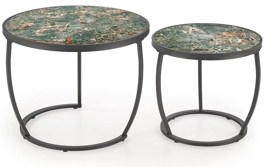 Konferenčný stolík Ines zielony mramor/biela