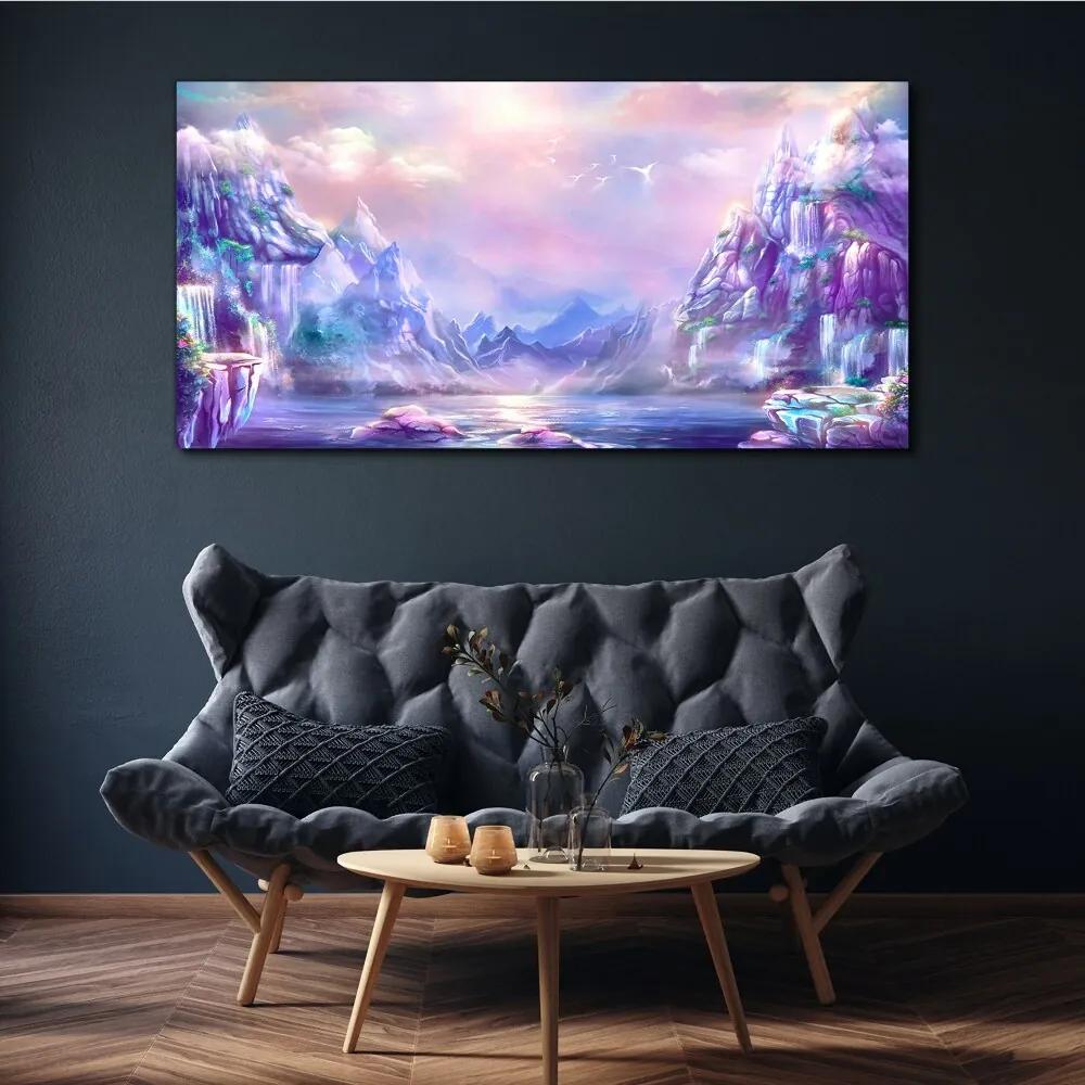 Obraz canvas Abstrakcia Jazero hory obloha