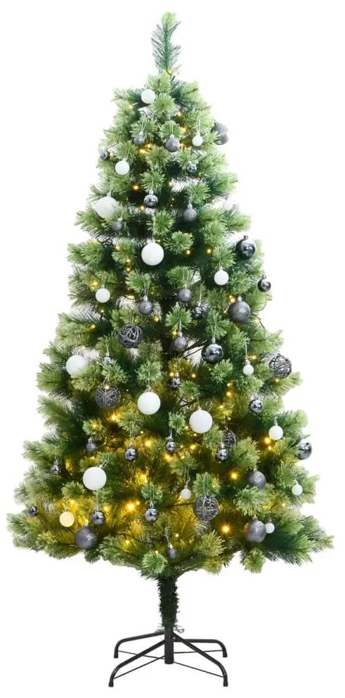 Umelý výklopný vianočný stromček 300 LED a sada gúľ 210 cm 3210421