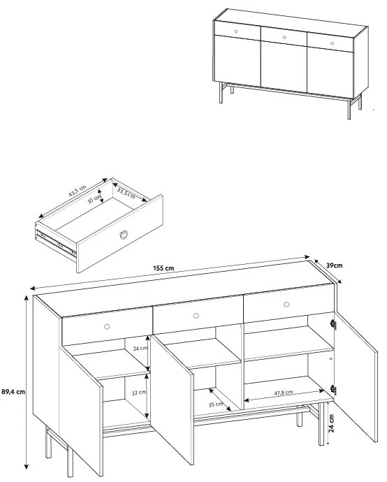Komoda Desanta 3D3SZ (béžová + čierna). Akcia -21%. Vlastná spoľahlivá doprava až k Vám domov. 1082792