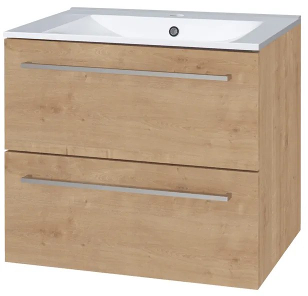Mereo Mereo, Bino, kúpeľňová skrinka s keramickým umývadlom 61 cm, biela, dub, MER-CN620