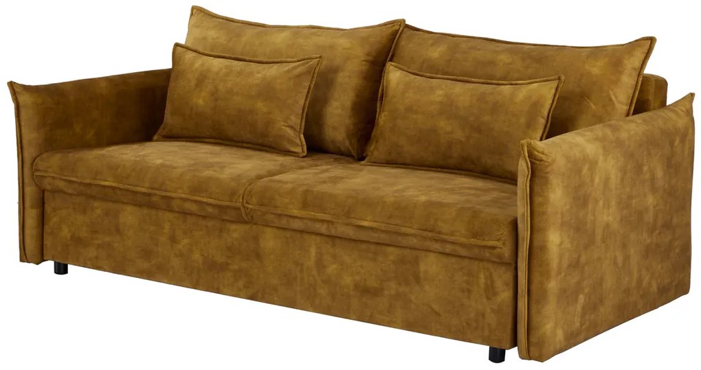 Rozkladacia pohovka APARTMENT 215 cm zamatová horčicovo žltá