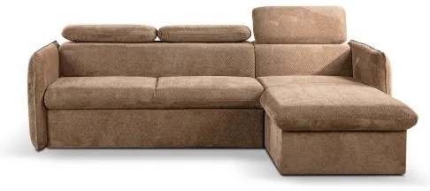 Rozkladacia rohová sedacia súprava do L BEJA, béžová, pravá, s úložným priestoro
