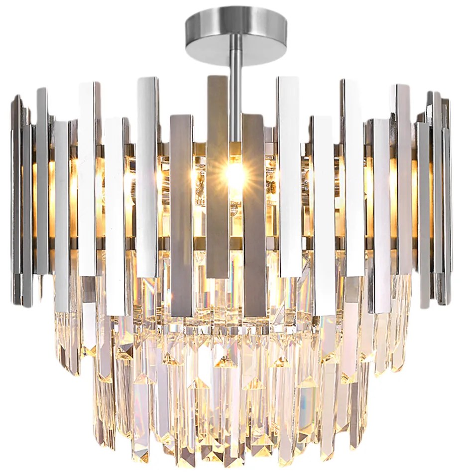 EUlight Luster Aspen I, 1x krištáľové/chrómové kovové tienidlo, (fi 45cm), ch