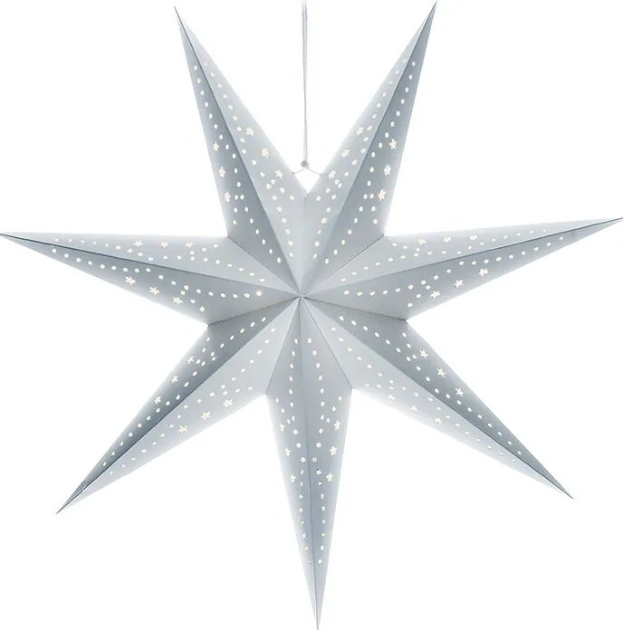 Solight LED strieborná vianočná hviezda, závesná, 60cm, 20x LED, 2x AA, strieborná farba, 1v294