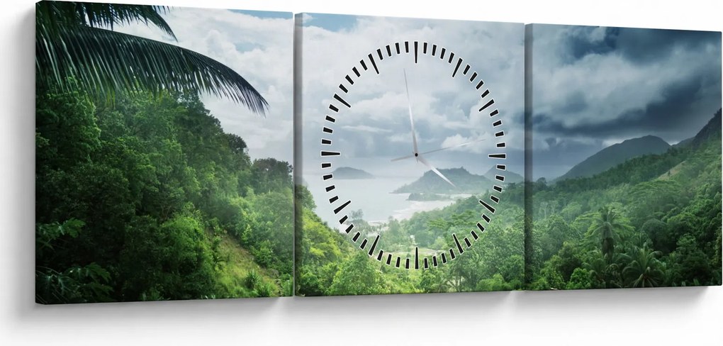 Obraz - Seychelská jungle (s hodinami) (90x30 cm)