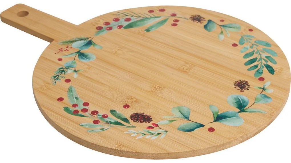 Vianočná servírovacia doštička z bambusu Veniec II