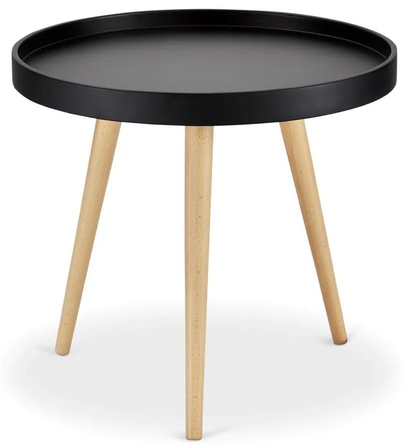 Čierny odkladací stolík s nohami z bukového dreva Furnhouse Opus, Ø 50 cm