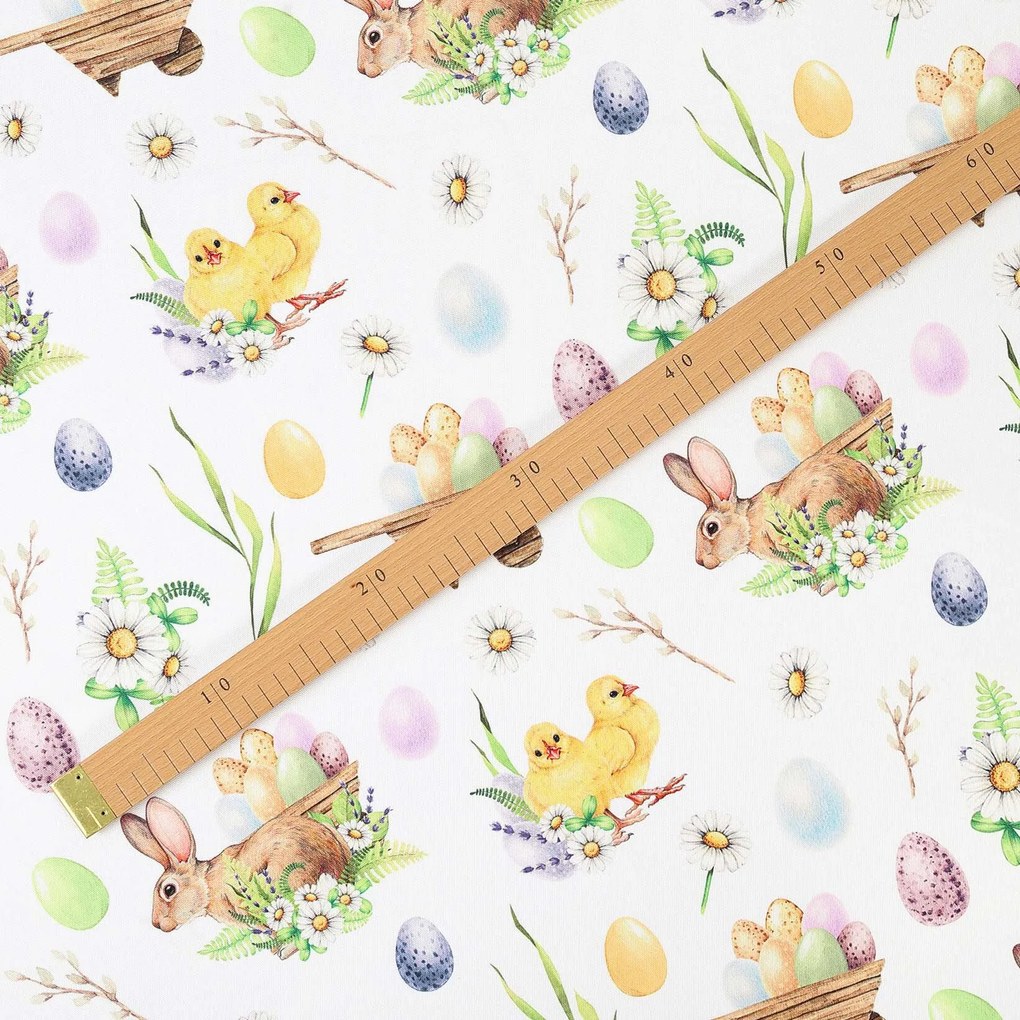 Goldea veľkonočná teflónová látka na obrusy - symboly veľkej noci 160 cm