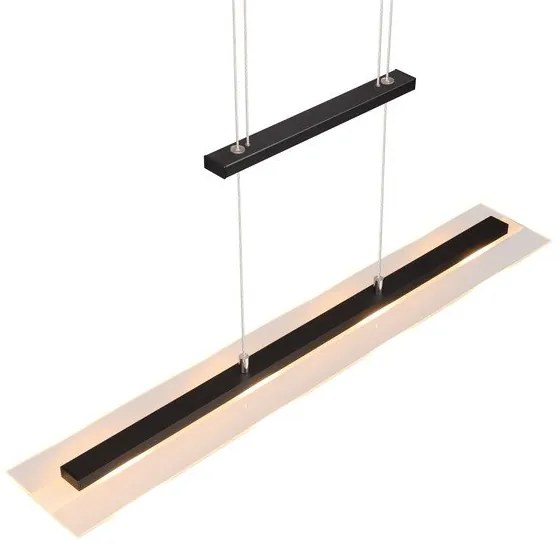 Čierne LED závesné svietidlo so skleneným tienidlom Milos – Trio