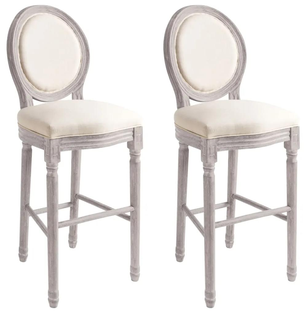 Barové stoličky 2 ks, biele, ľan