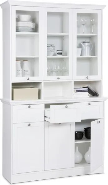 Široká úložná vitrína Landwood, biela