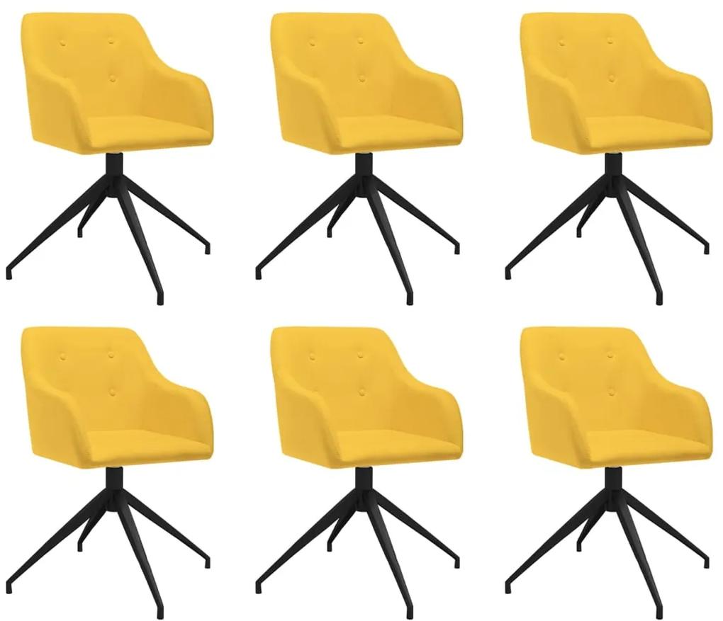 Otočné jedálenské stoličky 6 ks žlté látkové
