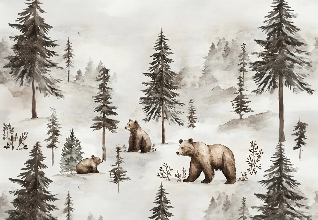 Fototapeta - Les s medveďmi (147x102 cm)