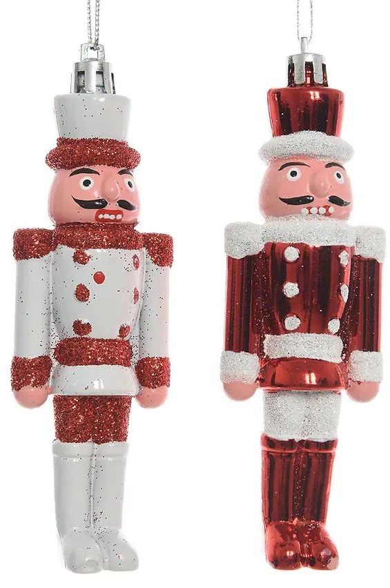 Plastová ozdoba 4 cm biela/červená 27503