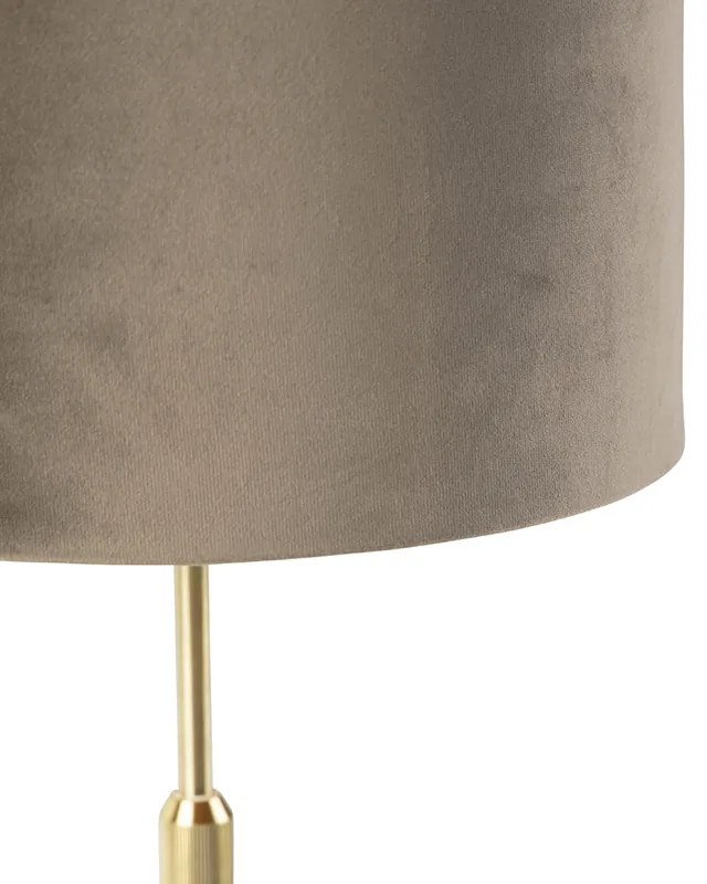 Stolná lampa zlatá/mosadzná s hnedým zamatovým tienidlom 25 cm - Parte