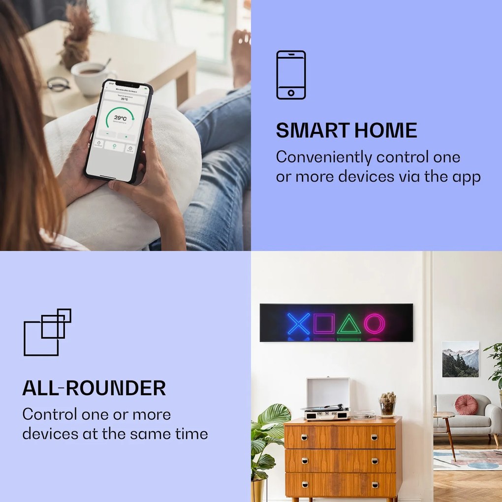 Klarstein Wonderwall Air Art Smart, infračervený ohrievač, 120 x 30 cm, 350 W, hra