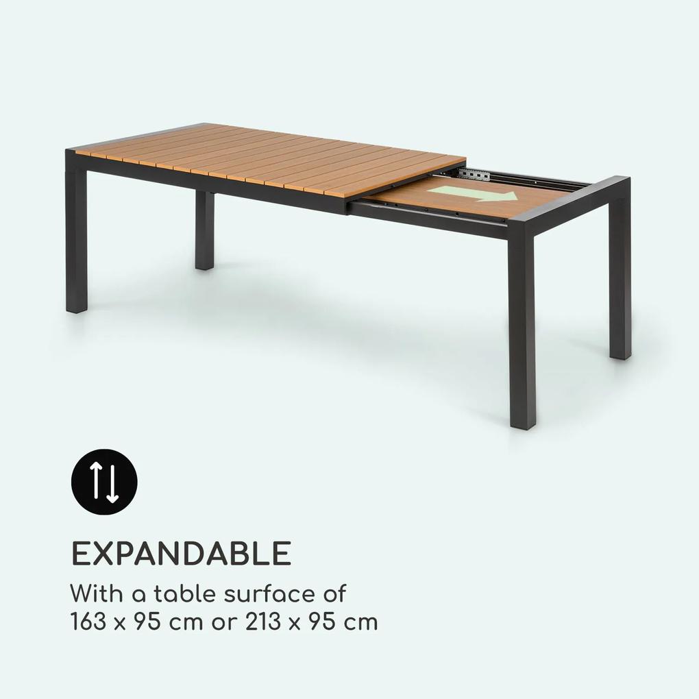 Menorca Expand, záhradný stôl, 163 x 95 cm, hliník, polywood, tíkový