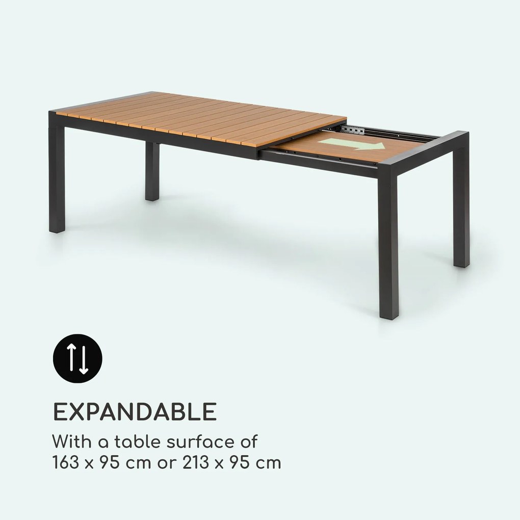 Menorca Expand, záhradný stolík, 163 x 95 cm, hliník, polywood, tíkový