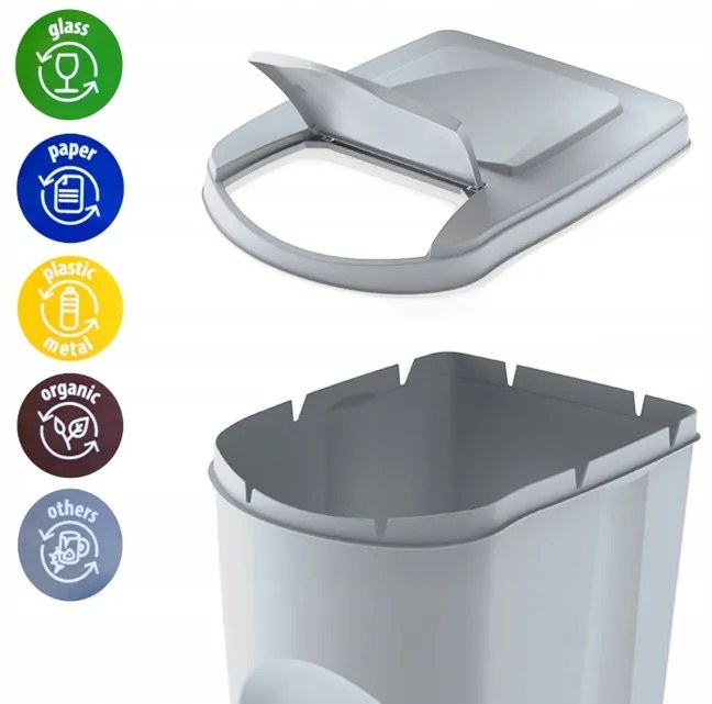 Odpadkové koše na triedenie odpadu, 3x25l SORTIBOX XL, popolavo sivá