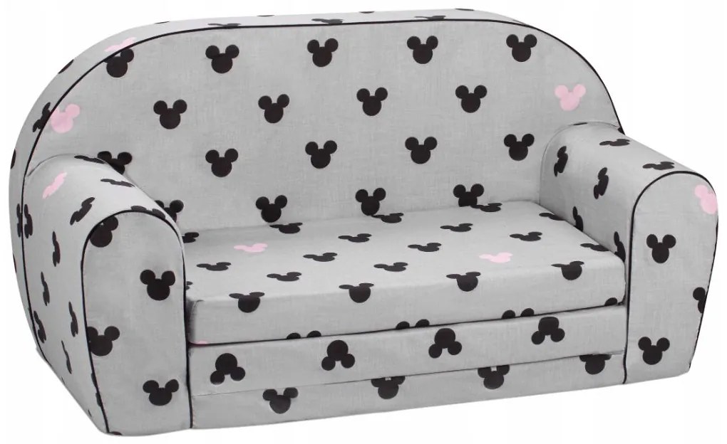 Detská rozkladacia MINI pohovka Myška Minnie - šedá